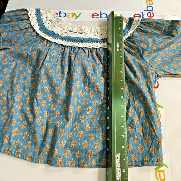 Luna Moon Maxi Skirt Set 2 Piece Teal Peasant Crocheted Ruffled Boho Sz S NEW - Picture 4 of 13